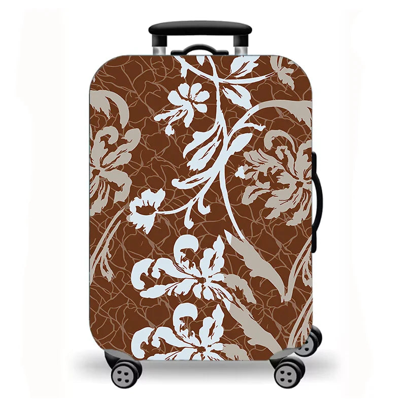Luggage cover, abstract texture plaid butterfly flower print elastic protective cover, washable suitcase dust cover