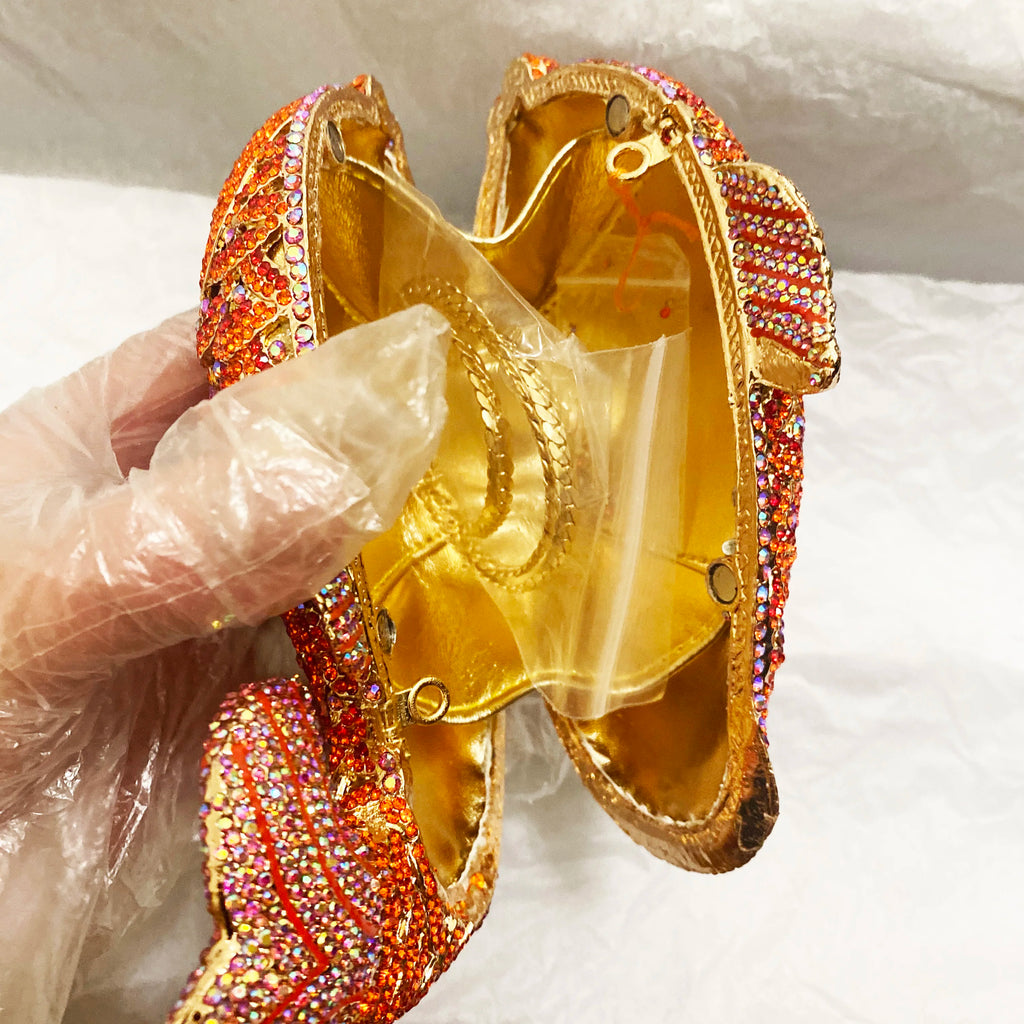 Red/Orange Fish Crystal Mini Evening Bag Diamond Women Dinner Purses Luxury Lady Rhinestone Bling Party Cocktail Handbags