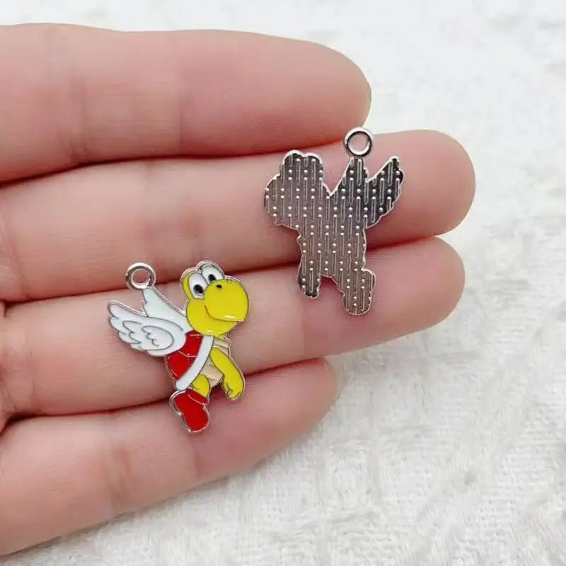 10 pieces/batch of cute cartoon enamel pendants, used for DIY earring jewelry making bracelets earrings handmade accessories