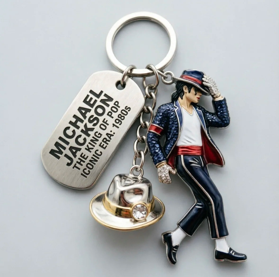 Michael Jackson Keychain, Classic Dance King Pendant Key Ring, Fashion Singer Key Chain, Creative Gift for Men Women