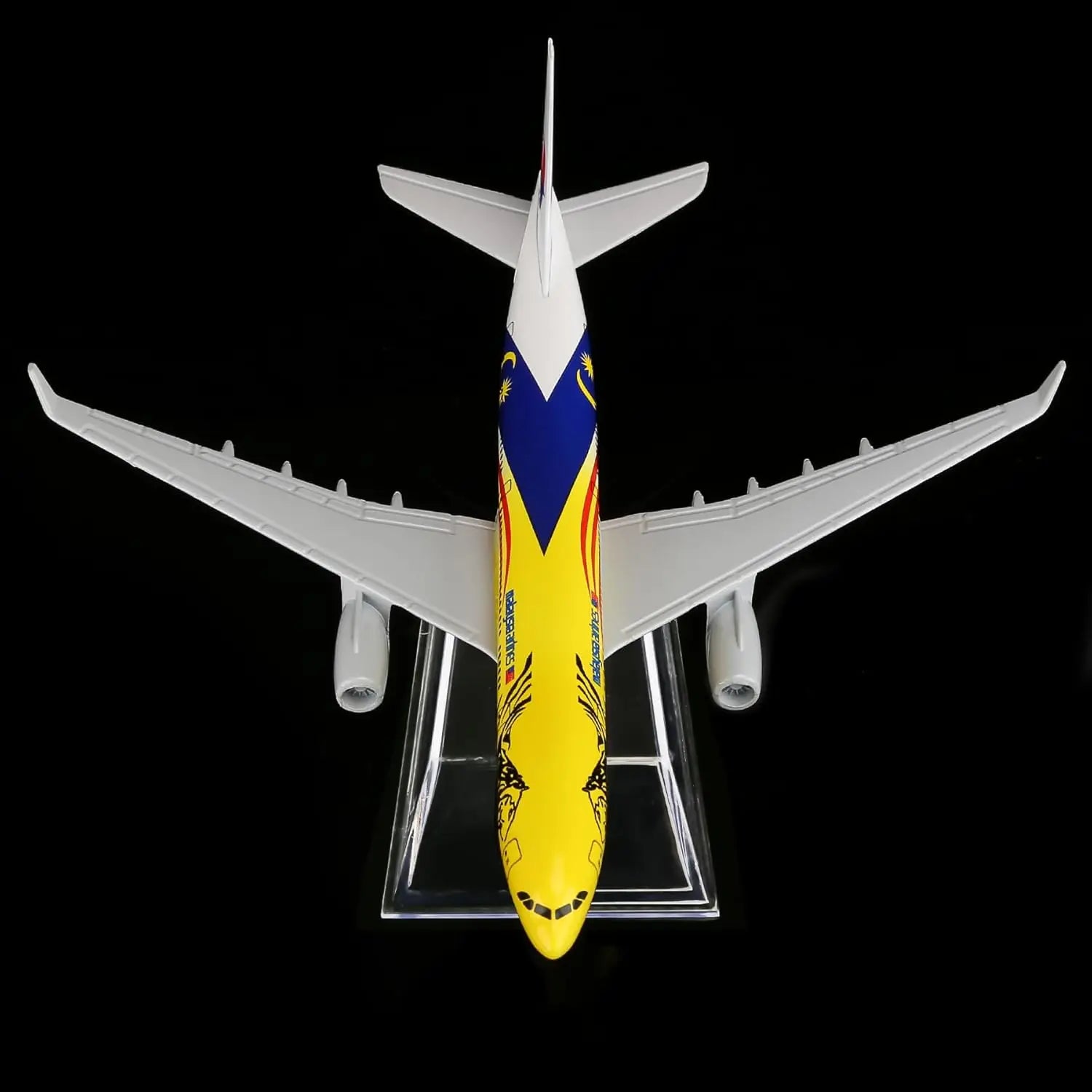 1/400 Scale Malaysia Yellow Tiger A330 16cm Alloy Airplane Model Toy Kit with Stand for Collections and Displays or Boys Gift