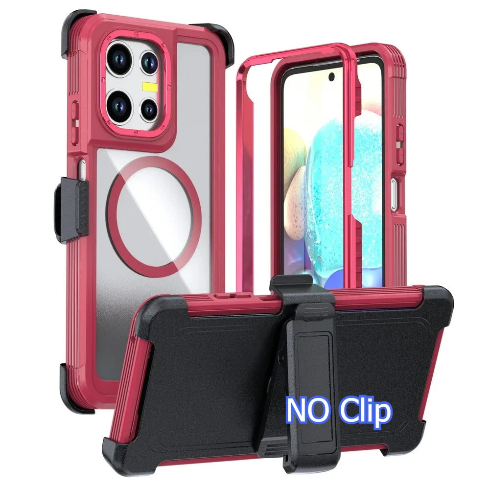 Heavy Duty 3 in 1 Magnetic Case For Motorola Moto G Power Stylus 5G Play 2026 2025 2024 Anti-Shock Kickstand Belt Clip Cover