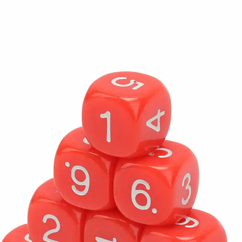 20 Pcs 6 Sided Number Dice Plastic 16mm Round Corner Polyhedral Dice Set for Numeral Teaching Board Games