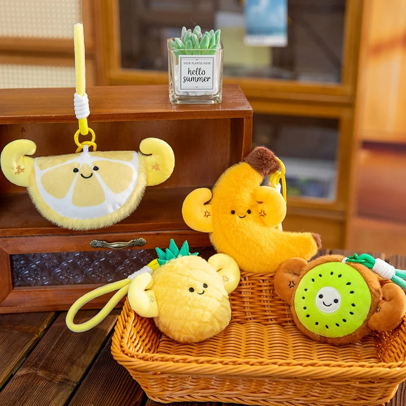 2026 New 12cm Cute Fruit Plush Keychain Avocado Banana Lemon Orange Kiwi Stuffed Doll Bag Pendant Car Hanging Charm Gift