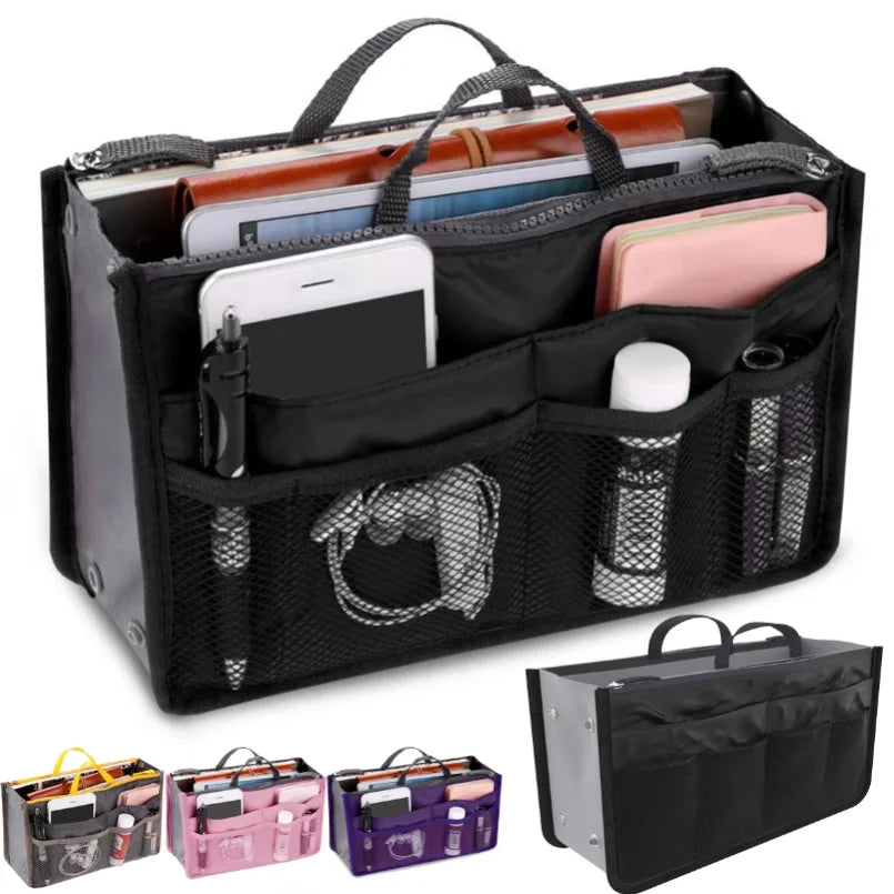 Travel Insert Organizer Bag Women Nylon Insert Organizer Handbag Purse Multiple Large Capacity Lady Insert Bag Liner Makeup Tote