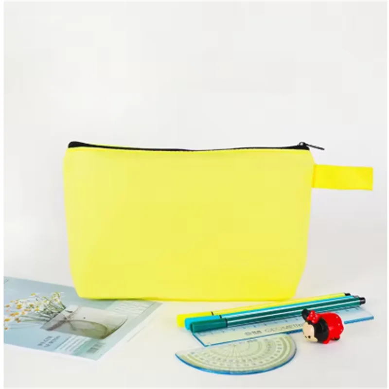 10/20Pcs Custom Logo Colored Canvas Pencil Case with Zipper Handheld Makeup Bag DIY Stationery&Cosmetic Storage Organizer Pouch