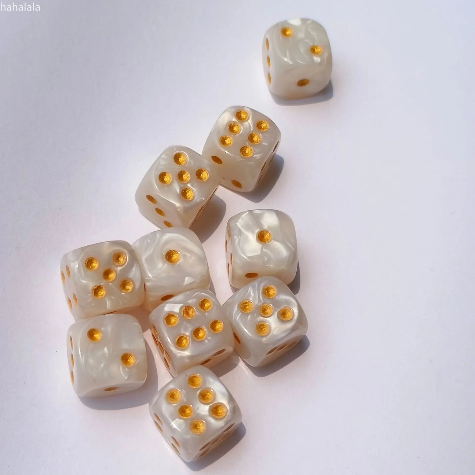 10PCS Set of 12mm Round Pearl Pattern Point Dice Digital Dice Set Rpg COC Dnd Board Game Running Group Entertainment Dice Dnd