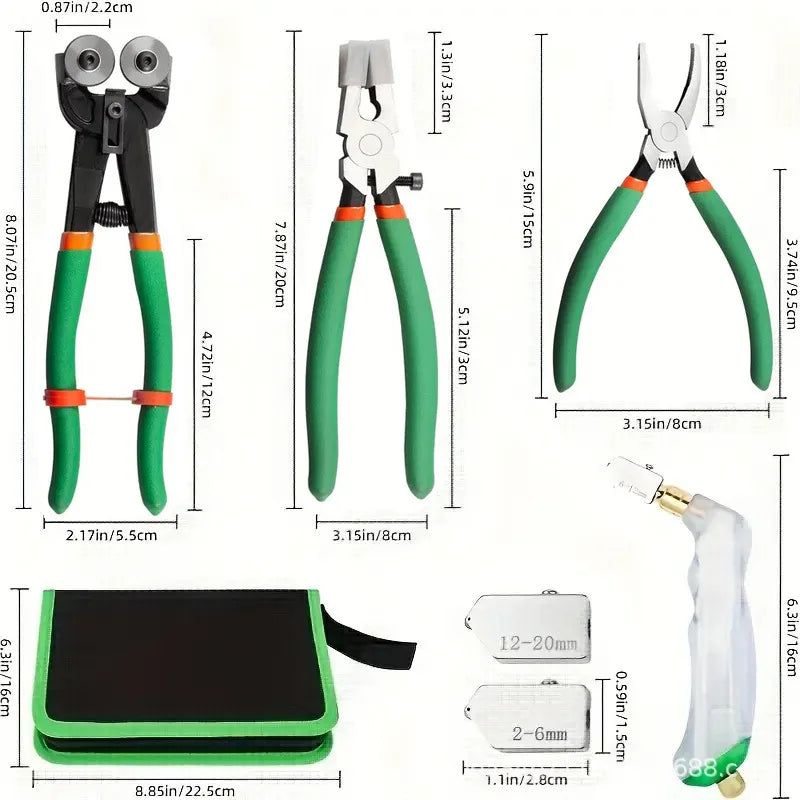 Glass Cutting Tool Kit Glass Running Breaking Pliers Tile Nippers Cutter Mosaic Cutter Tool With Tile Marker Cutting Wheel