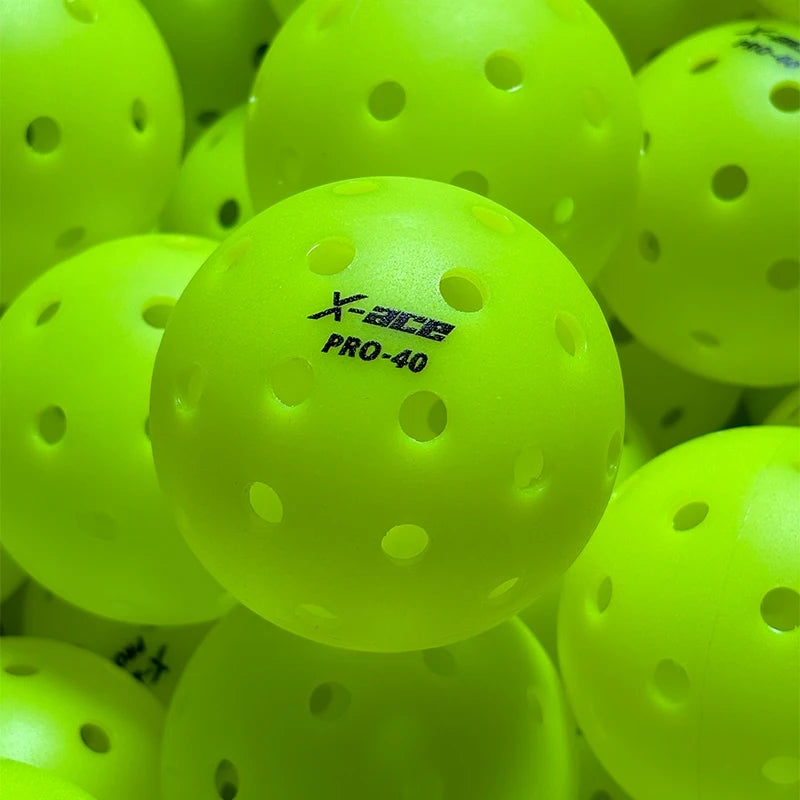 X-ace Pro-40 Pickleball Balls, 12/24Pcs, High Visibility Green, 40 Holes Outdoor Indoor Training Pickle Ball, High Bounce