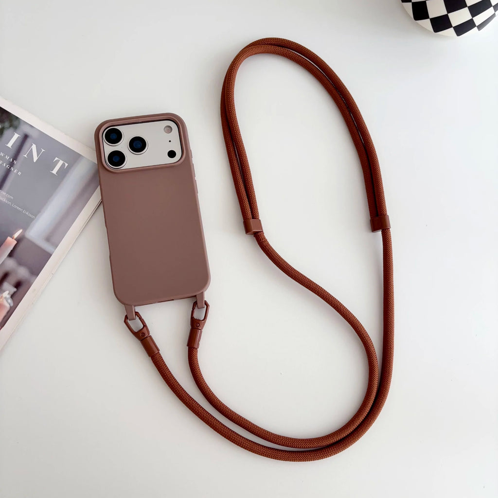 Candy Crossbody Necklace Strap Phone Case For iPhone 17 Pro Max Air 16 15 14 Plus 13 Pro Max 16e 17e Simple Lanyard Soft Cover
