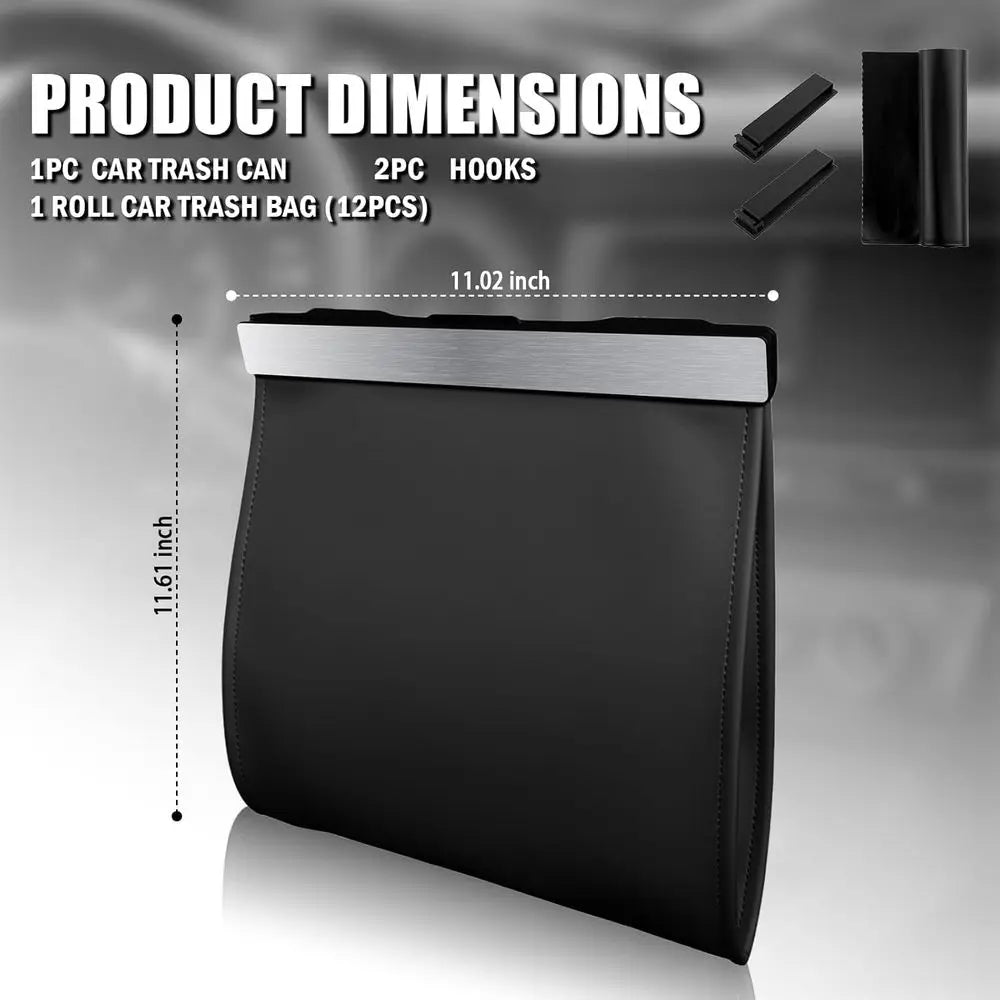 Car Trash Can Leak-Proof, Strong Magnetic Auto Trash Bin for Cars Organizers and Storage, Garbage Can with Automotive Trash Bag