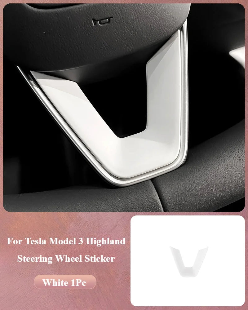 Steering Wheel Cover for Tesla Model 3 Highland White Interior Stickers Car Decoration Modification Accessories for New Model3