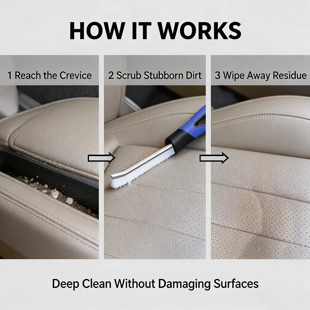 Car Gap Cleaning Brush Stiff Bristles Auto Interior Detailing Crevice Cleaner Scratch Free for Seat Engine Bay cleaning tools