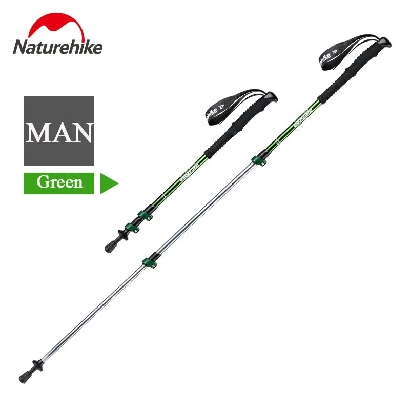 Naturehike Hiking Poles Three Sections Of Aluminum Pole For Mountaineering Hiking Skiing Travel Poles Climbing Trekking Pole