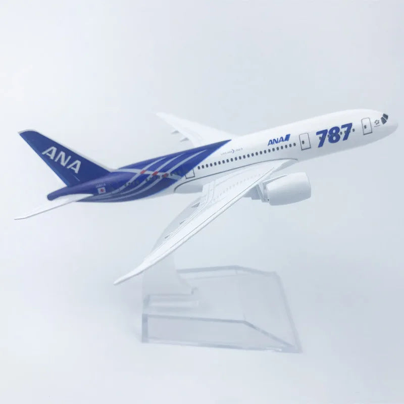 16cm Airplane Model B787 Series Metal 1/400 Scale Planes Airplane Kids Toys Replica Aircraft Plane Tarmac Collectible Display