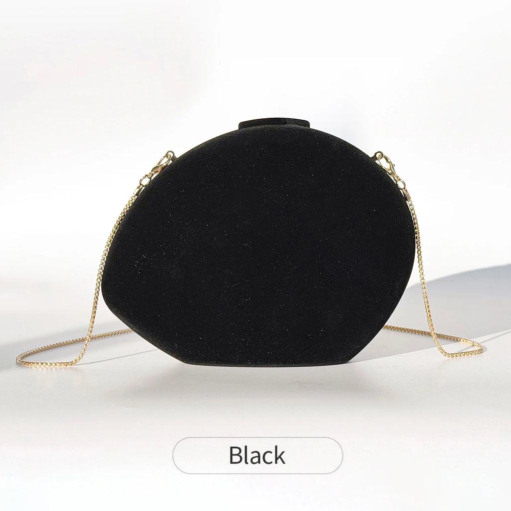 Designer velvet shell-shaped evening bag stylish wedding party clutch crossbody chain shoulder bag can hold mobile phone