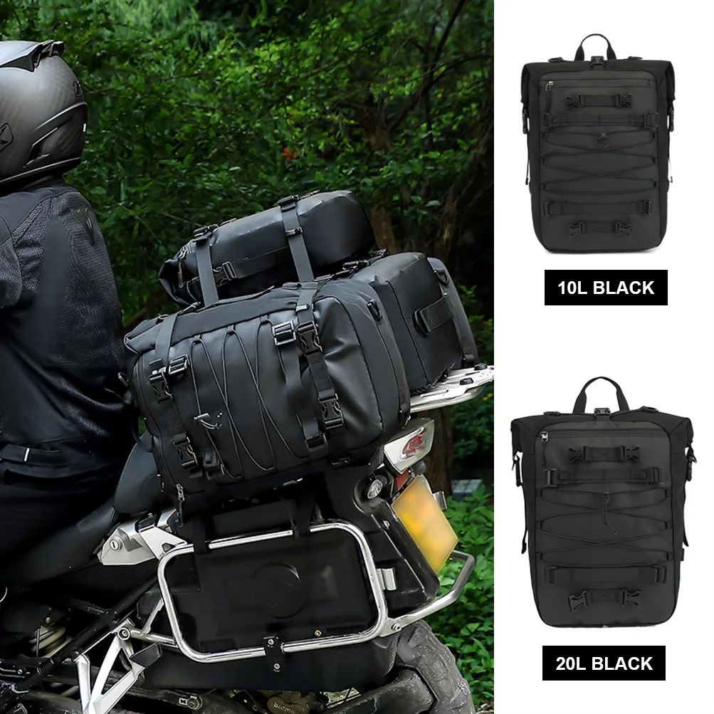 Motorbike Motorcycle Luggage Pack Multi-Function Waterproof Motocross Rear Seat Bag 10L 20L 30L Outdoor Riding Backpack