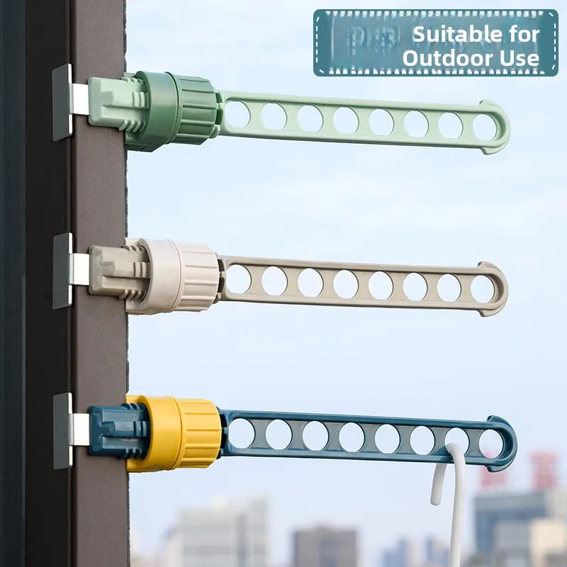 Travel-Friendly Window Frame Clothes Drying Rack Clip-On Small Size Balcony Clothesline Outdoor Clothes Hanger Plastic Material