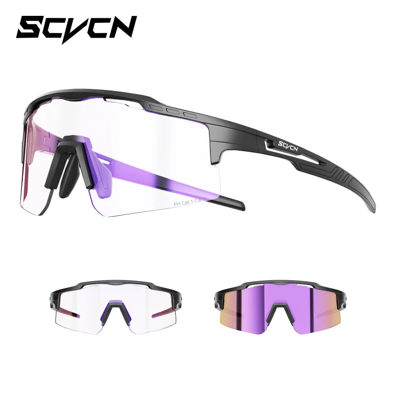 SCVCN Photochromic Cycling Glasses Women Sunglasses for Men Hiking Eyewear Sports MTB Mountain Goggles Bicycle Road Bike 2026