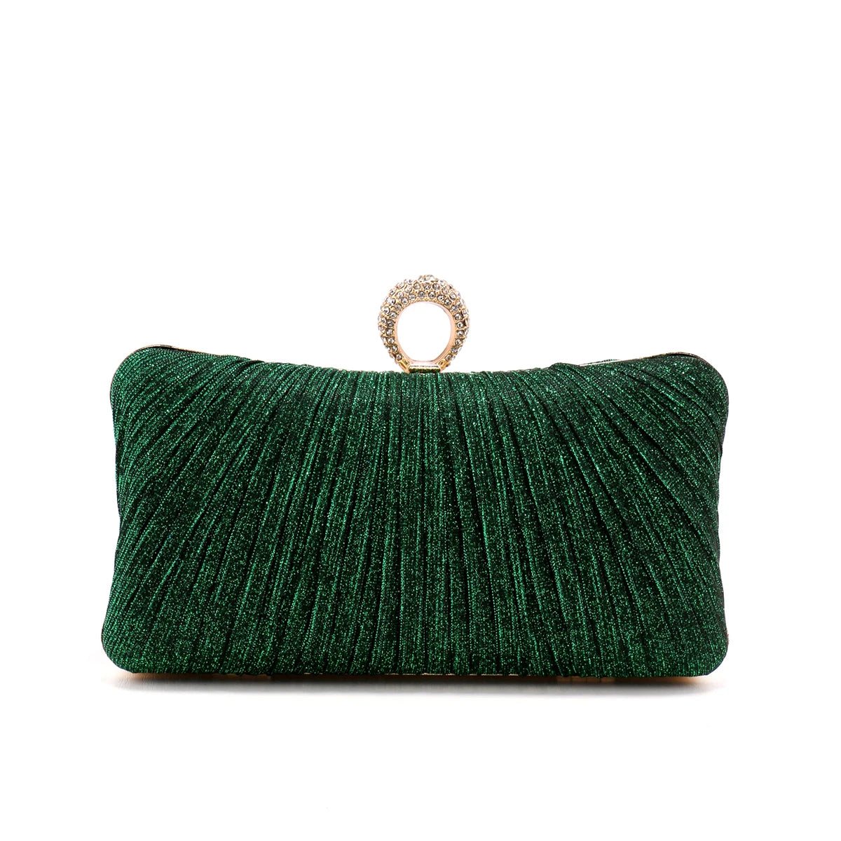Valentine's Day Evening Bags Finger Ring Diamonds Clutch Ruched Fashion Prom Dinner Handbags With Chain Purse