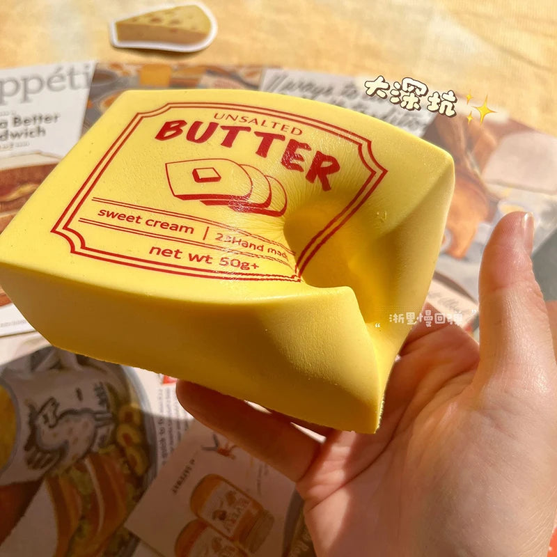 Squishy Simulated Butter Block Squeeze Toy Soft Stress Relief Slow Rising Sensory Fidget for Anxiety ADHD Autism Gifts For Kids