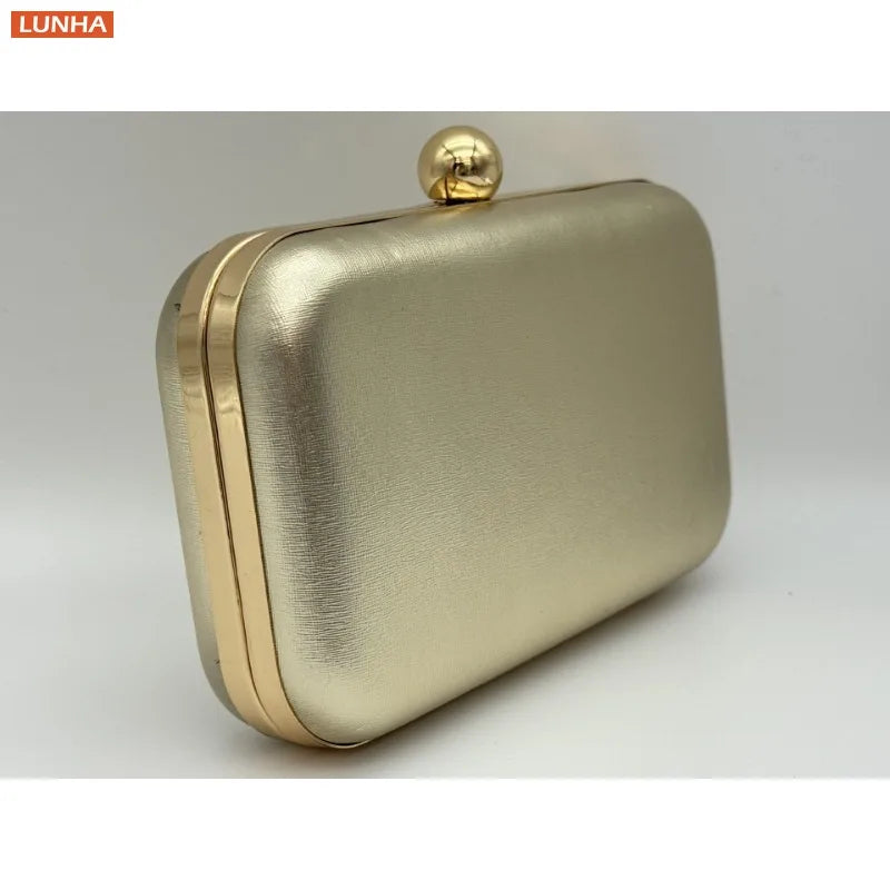 Evening Bags Vintage Metallic Box Bag Gold Silver Luxury Clutch Dinner Bag Hard Case Crossbody Purse for Party Wedding Gathering