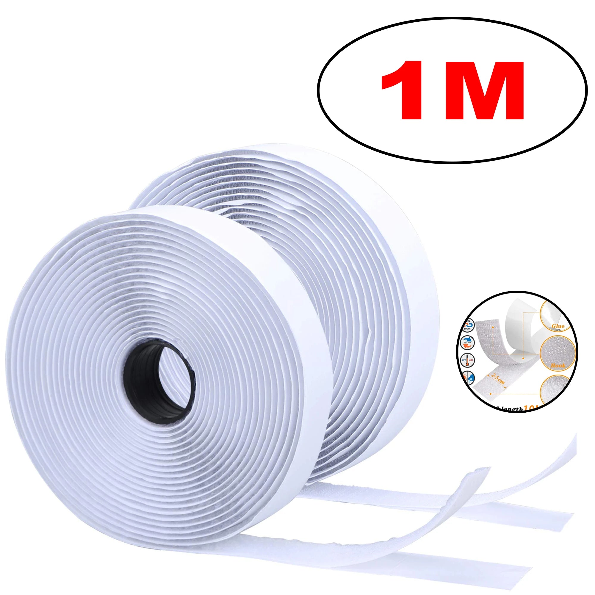 1-25M Velcros Self Adhesive Hook and Loop Fastener Tape House Diy Magic Tap Auto Double Sided Roll Strong Glue Home Strap Strips
