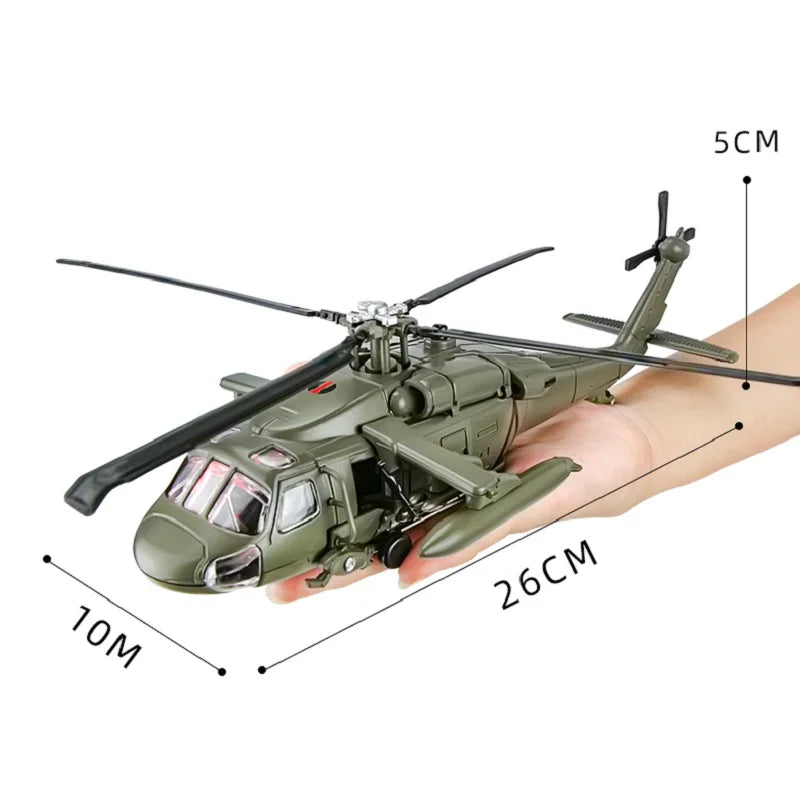 UH-60 Combat Helicopter Simulation Diecast & Toy Vehicles Sounds & Light 1:64 Alloy Military Collection Model Metal Airplane