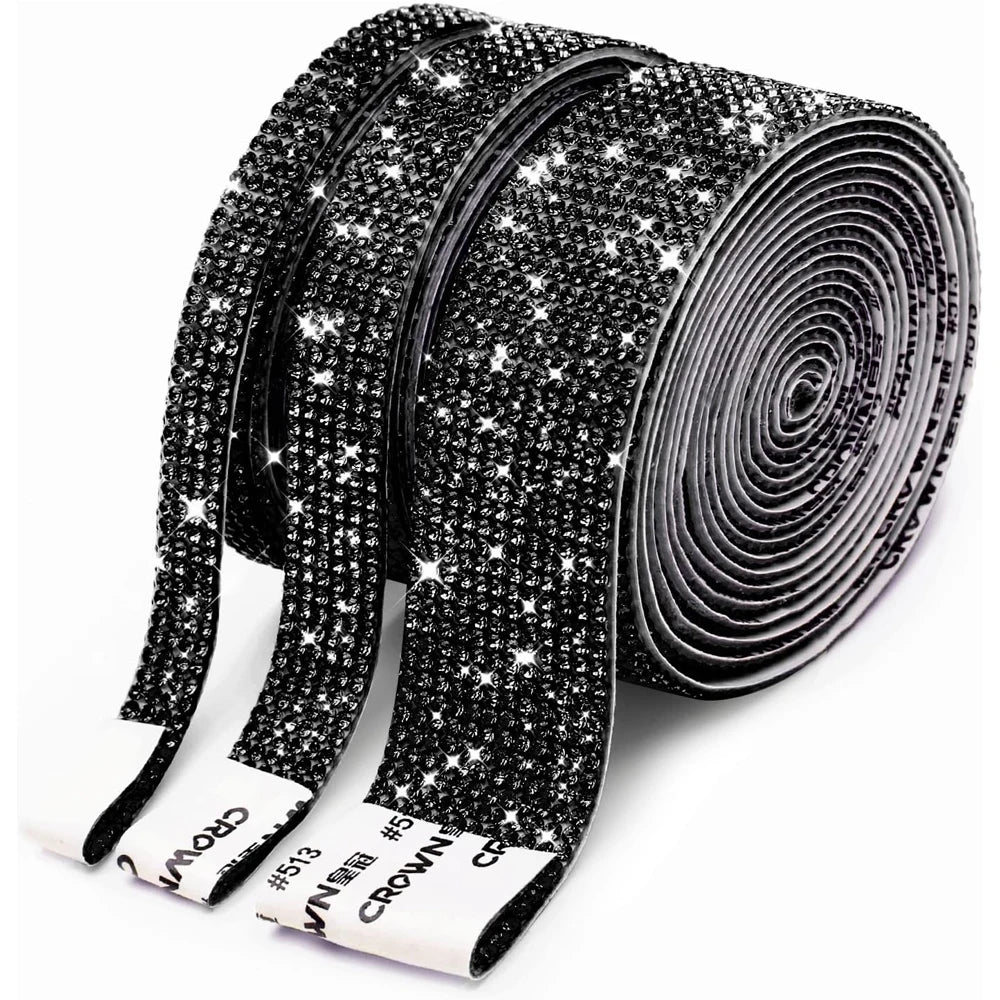 1/5/10Yards Self Adhesive Rhinestone Ribbon Bling Crystal Diamond Ribbon Roll Wrap Glittering Rhinestones Sticker for Decoration