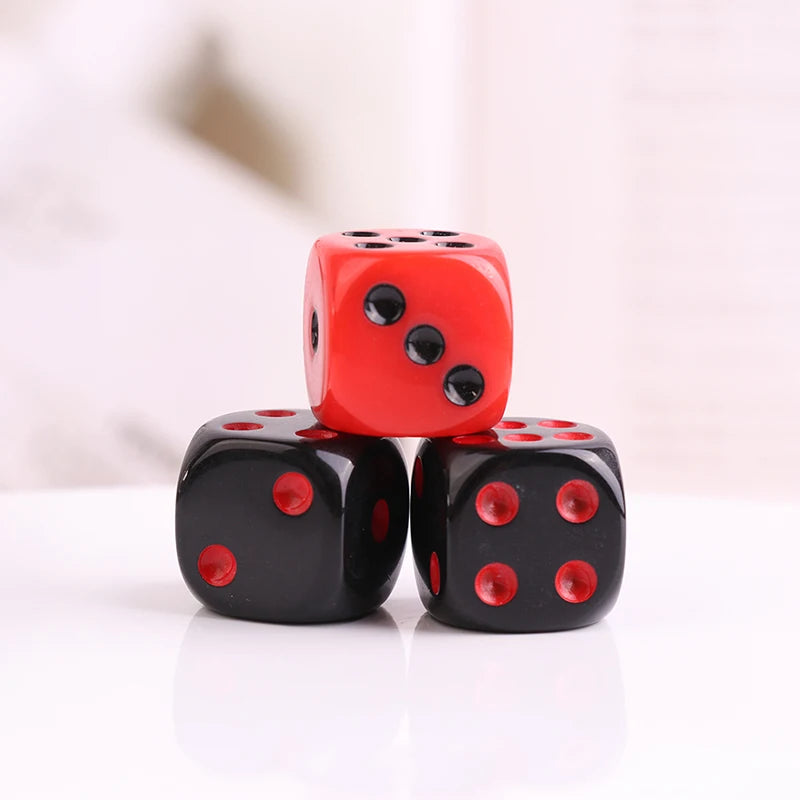 10Pcs High Quality 16mm Red Black Six Sided Spot D6 Playing Games Dice Set Opaque Dice For Bar Pub Club Party Board Game