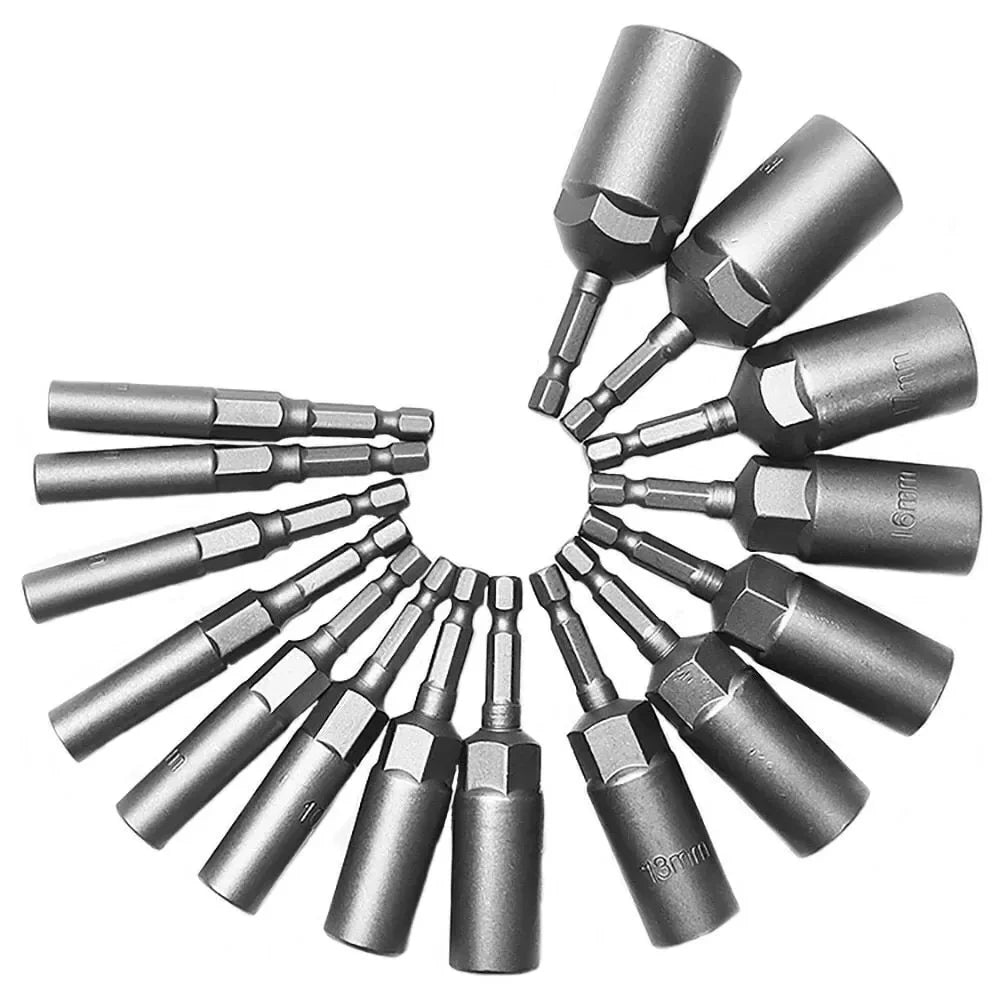 1Pcs 80mm Extra Deep Hex Nut Driver Bit Socket – 1/4" (6.35mm) Hex Shank, Metric 6mm-19mm for Impact Drill