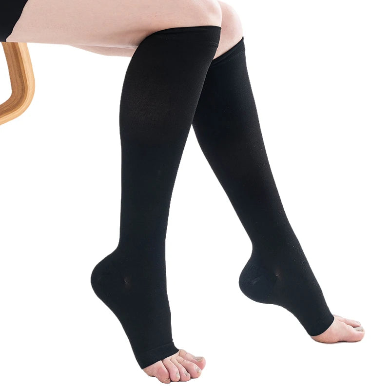 Plus Size 34-46mmHg Medical Compression Stockings Unisex Grade 3 Open Toe Socks Varicose Veins Treatment Graduated Pressure