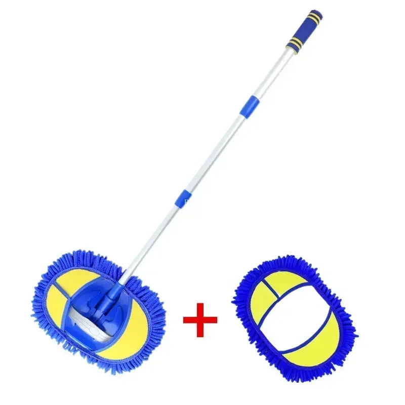 1/2Pcs Scratch-Free Car Wash Mop: Soft Bristle Telescoping Long Handle Brush with Chenille Car Cleaning Tool