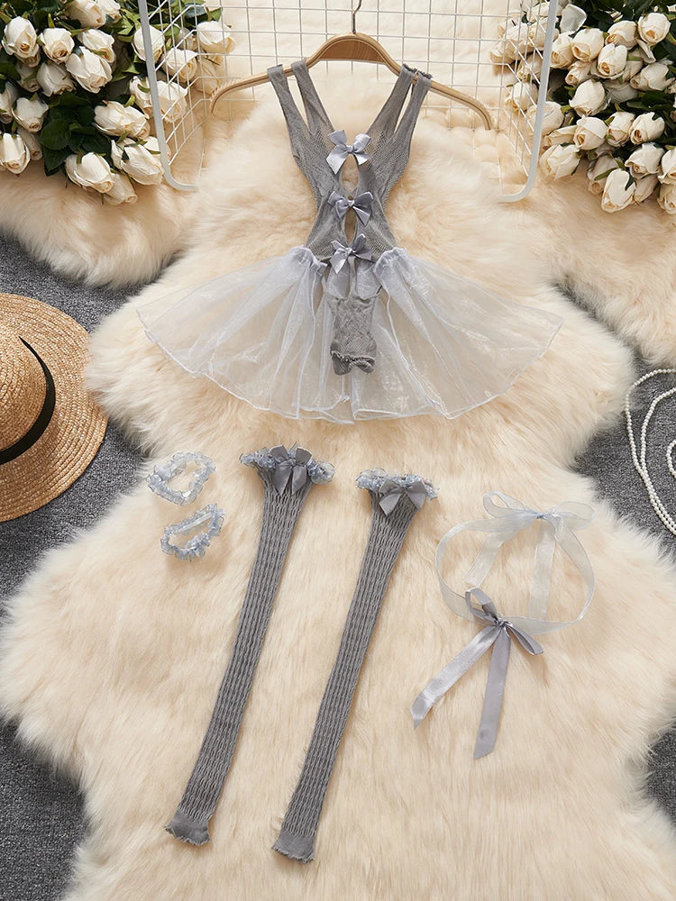 Sweet Bunny Lingerie Set Women Sexy Soft Plush Cute Bowknot Sweet Nightgowns Christmas Rabbit New