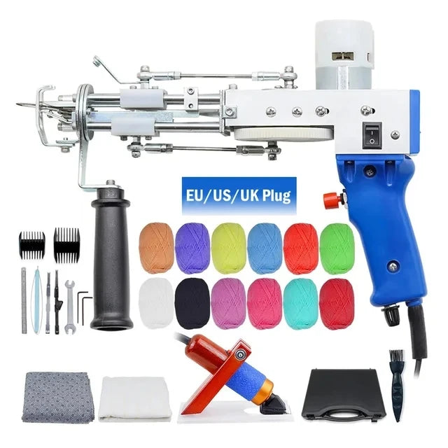 Tufting Gun 2 in 1 Set Electric Carpet Tufting Gun Electric Carpet Tapis Knitting Tufting Pistol Weaving Flocking Rug Machine