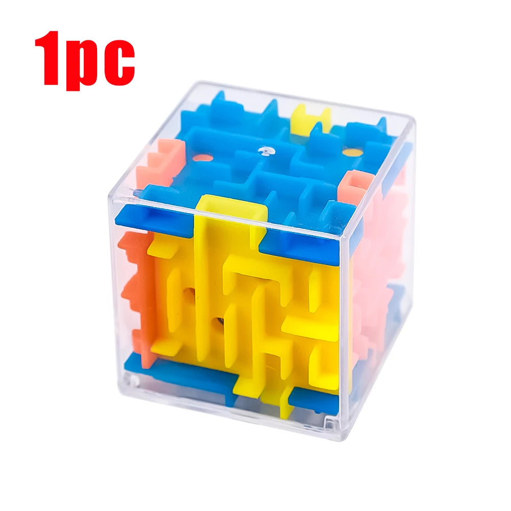 2pcs Kids Puzzle Educational Toys Transparent 3D Walking Bead Three-dimensional Maze Pinball Pressure Relief Mini Round Maze Toy