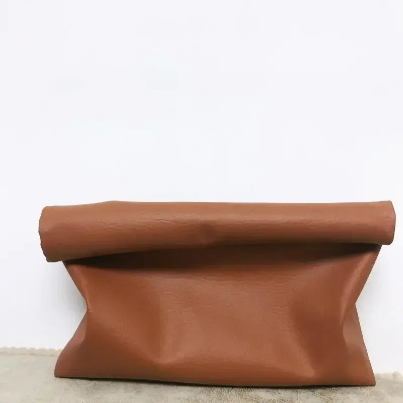 Solid Color Women Clutch Bag Soft Pu Leather Lady Evening Bags Trend Party Girl Envelope Bag Large Capacity Clutches Purse Black