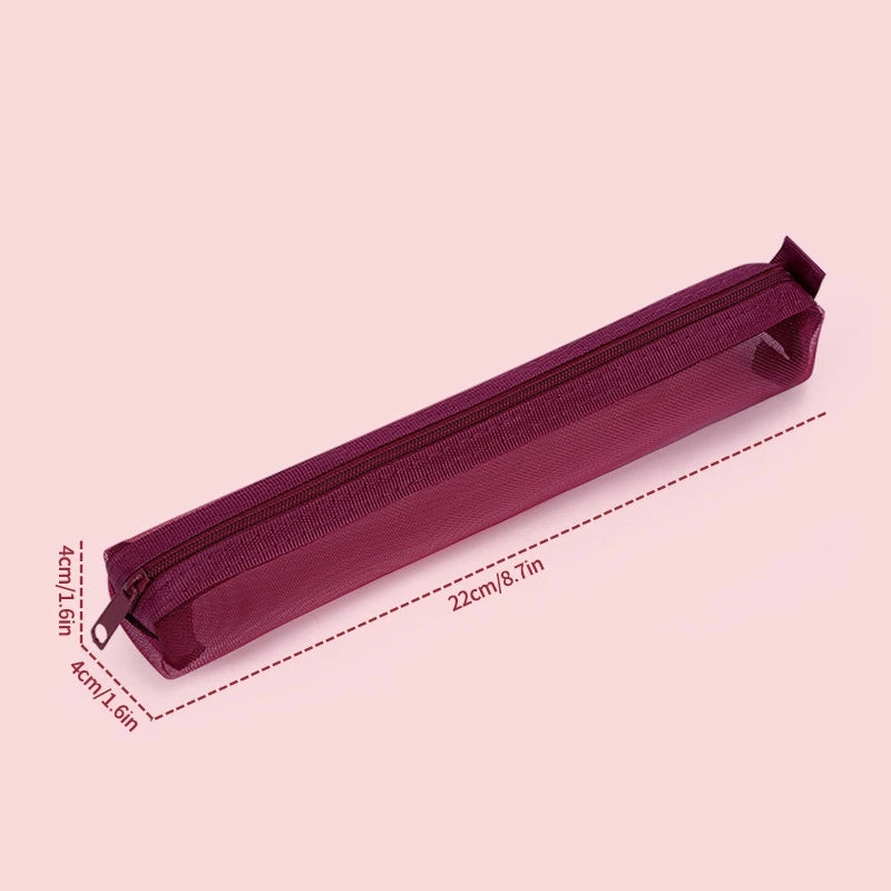 Mesh Pencil Case Ins Style Pen Storage Bag Stationery Pouch Pencil Case For Exams Back to School Supplies Teacher's Day Gift