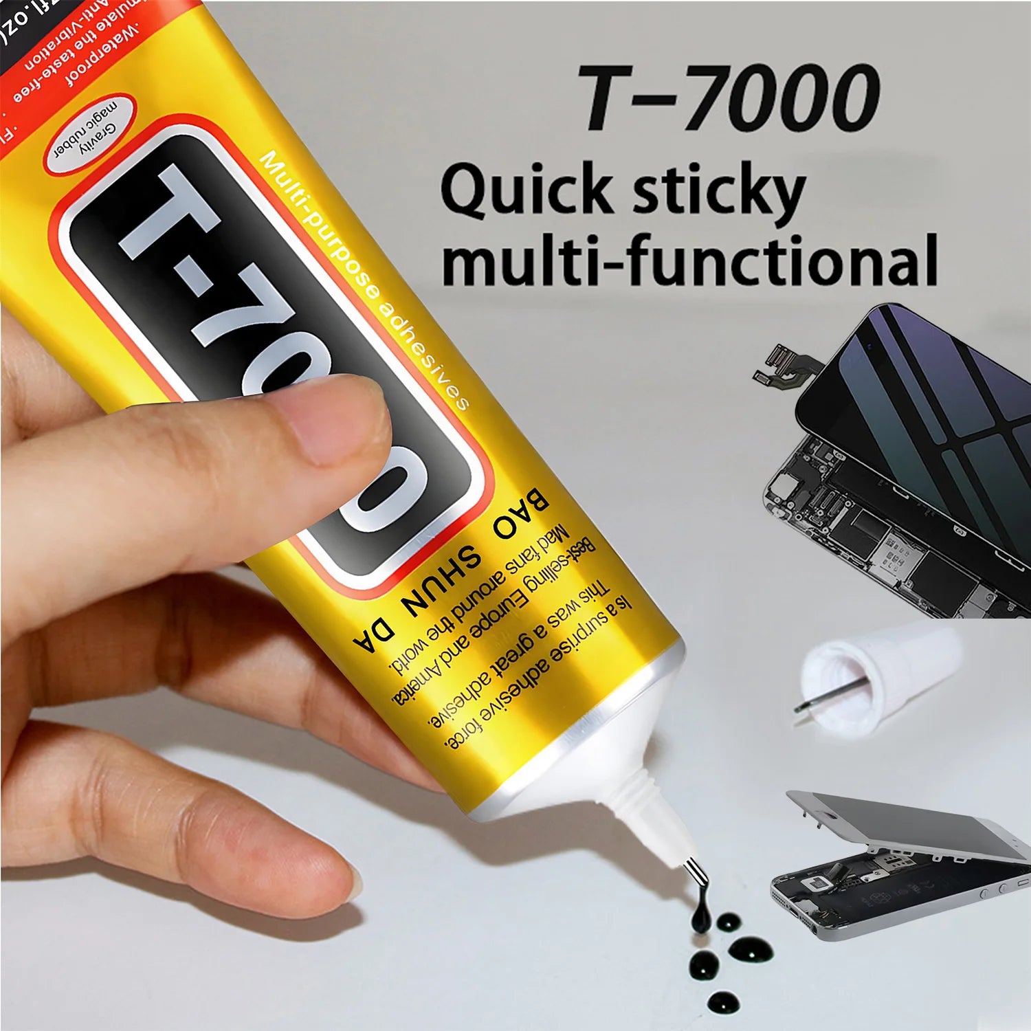 T7000 Upgrade Black Contact Cellphone Tablet Repair Adhesive,Strong Multi-Purpose Glue liquid Precision Applicator Glue.