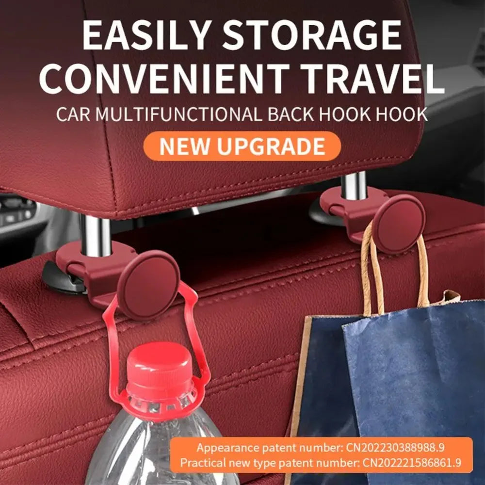 2PCS Heavy Duty Car Headrest Hooks 20KG, Universal Back Seat Hanger Organizer for Grocery Bags, Anti-Slip Interior Accessories