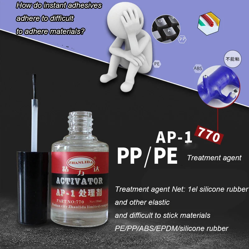 Colorless Primer Liquid Instant Glue Silicone Rubber Plastic Surface Primer PP PET PU Treatment Agent Increase Glue Strength
