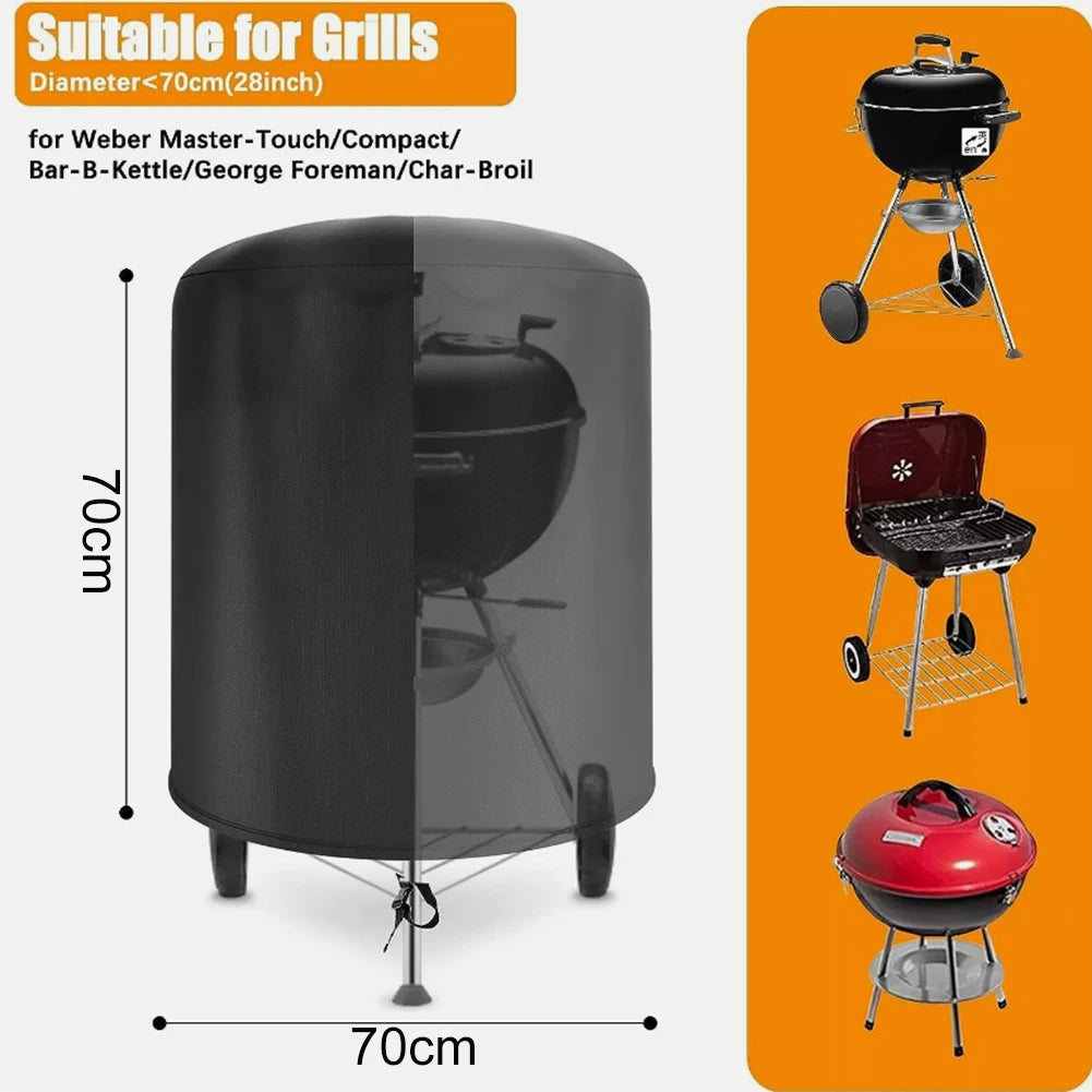 Round Grill Cover Outdoor Dustproof Kettle BBQ Cover For Raweao Kettle BBQ Cover For Weber 57Cm Waterproof Barbecue Cover