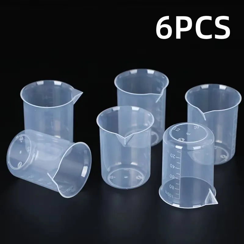 100ml Mixing Cups Plastic Liquid Container Epoxy Resin Scale Beaker Chemical Laboratory Cups Measuring Cup Kitchen Baking Tools