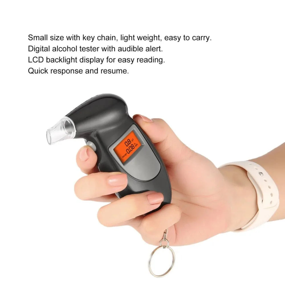 Handheld LCD Screen Digital Breath Alcohol Detector Breathalyzer Alcohol Tester Display For Safety Driving With 5 Mouthpieces