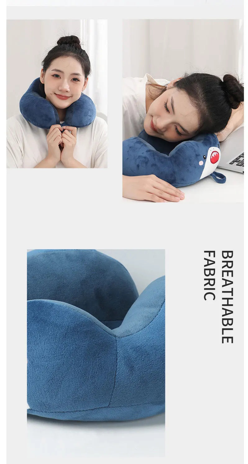 Wholesale Strawberry Bear Micro Fiber Soft Fluffy U Shape Pillow For Airplane Rest