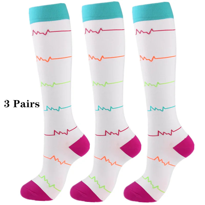 Unisex Compression Socks for Men and Women Medical Diabetes Varicose Veins Sports Socks for Running Cycling Travel Flight Yoga