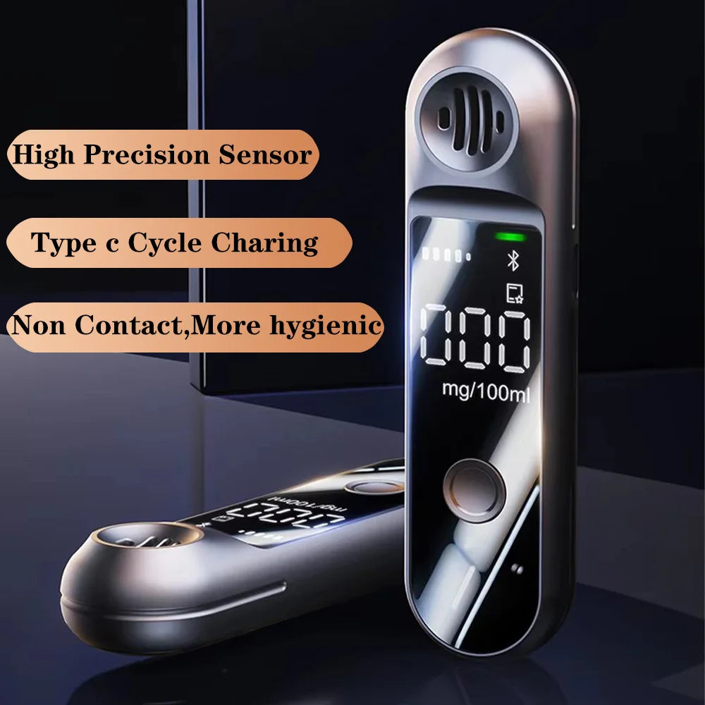Portable Alcohol Tester Non-Contact Breath Alcohol Tester With LED Screen Display Breathalyzer TYPE-C Recharge Alcohol Checker