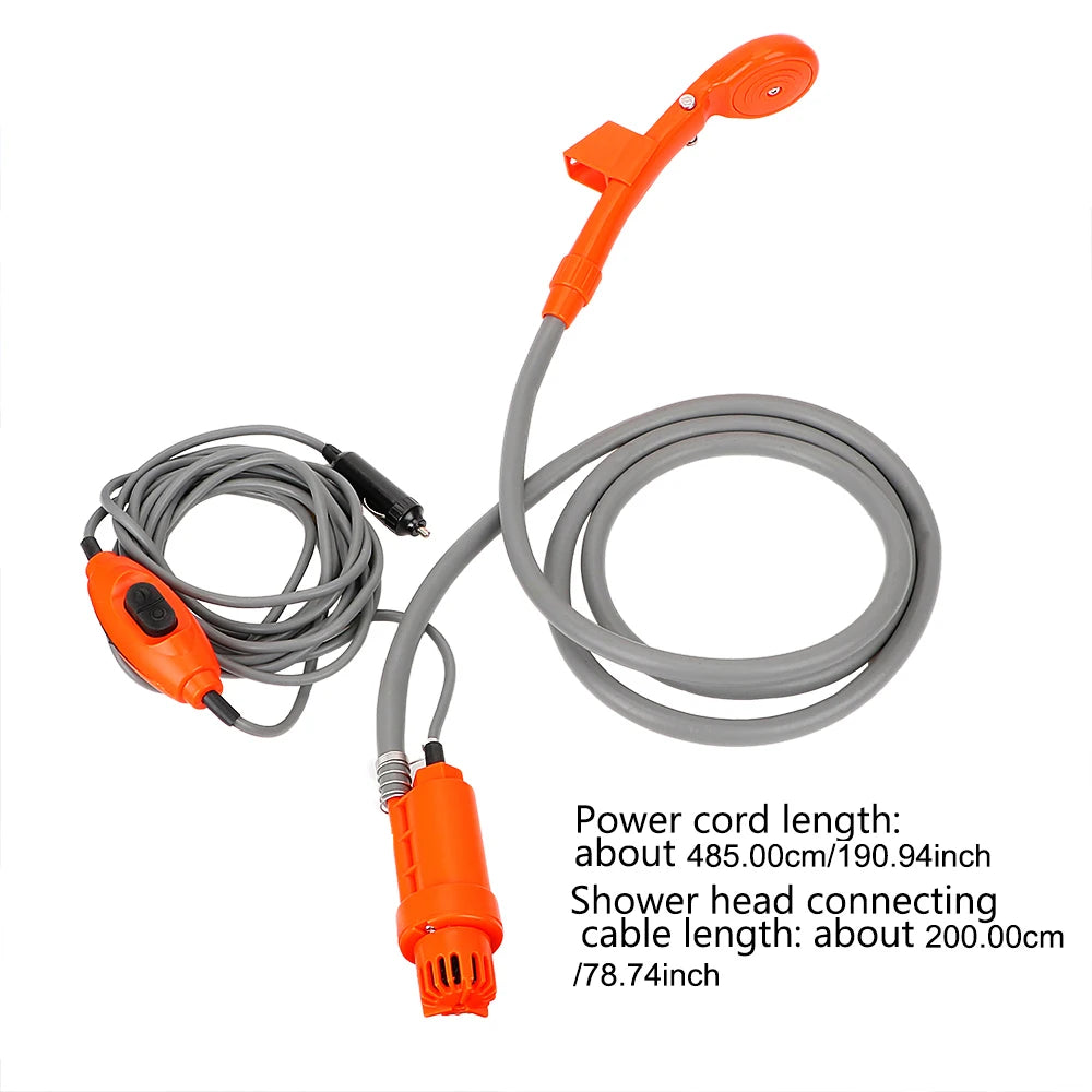 12V Portable Car Wash Pump High Pressure Electric Washer Gun for Outdoor Camping Pet Bathing Travel Cleaning