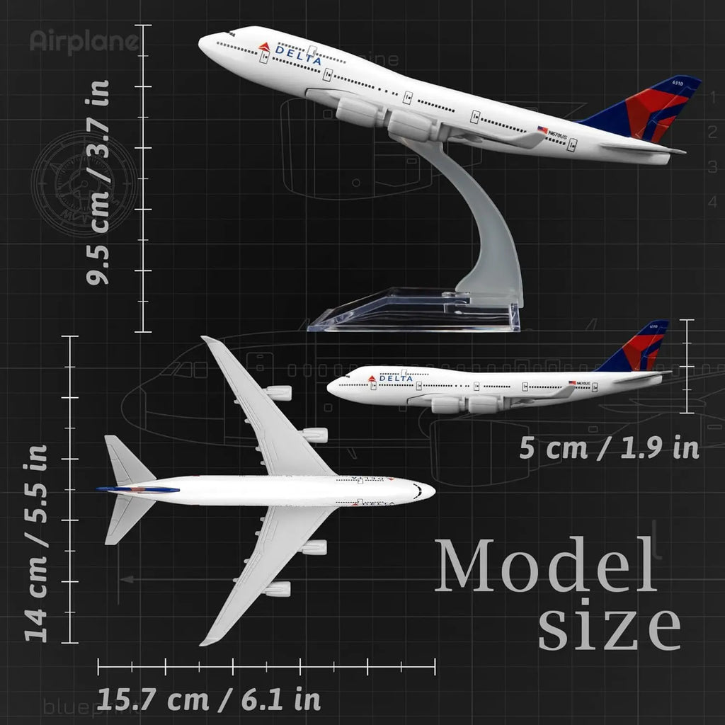 16CM Scale 1:400 Metal Airplane Replica Delta Airlines B747 Alloy Airplane Model Diecast Aircraft Aviation Collectibles Toy