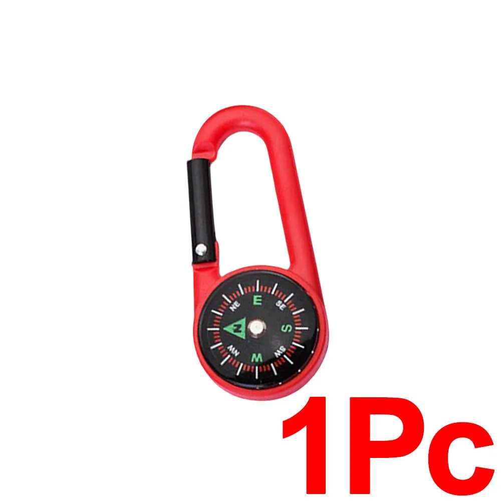 Outdoor Compass Carabiner Mini Camping Keychain Mountaineering Hiking Backpack Buckle with Compass Survival Children Gifts